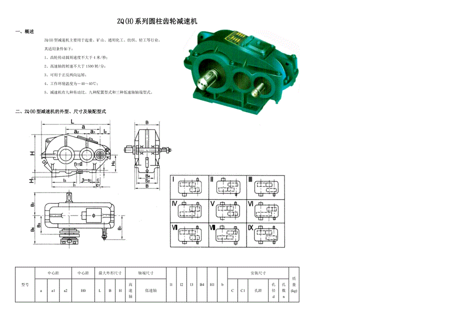 ZQ系列圆柱齿轮减速机各项参数.doc_第1页