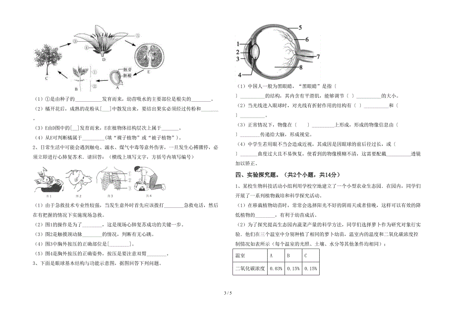 最新初中七年级生物上册期末考试题及答案【1套】.doc_第3页