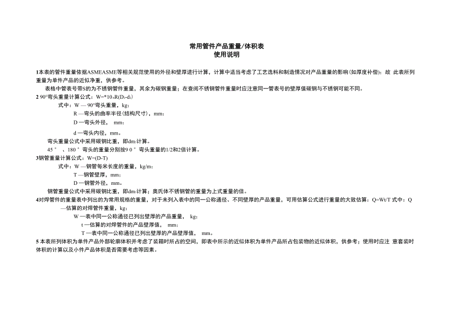 石化常用钢制管件(弯头、三通、异径管、管帽)理论重量体积表_第2页