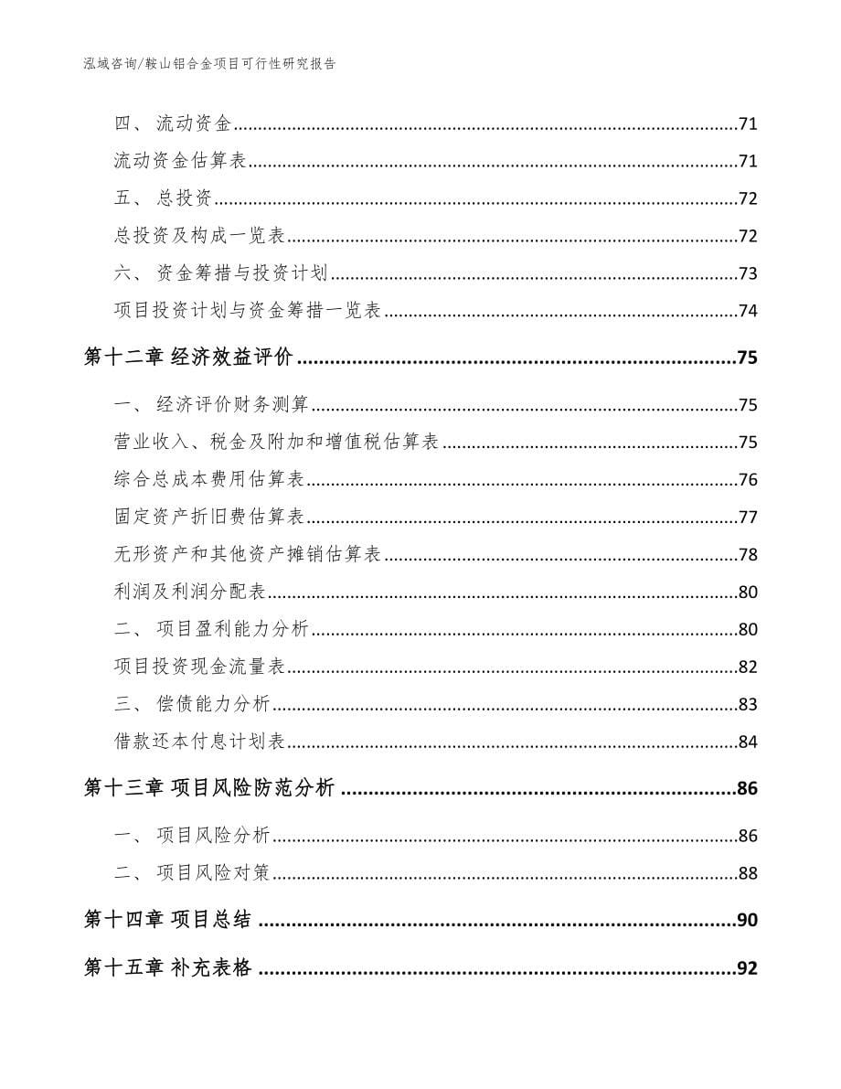 鞍山铝合金项目可行性研究报告【范文模板】_第5页