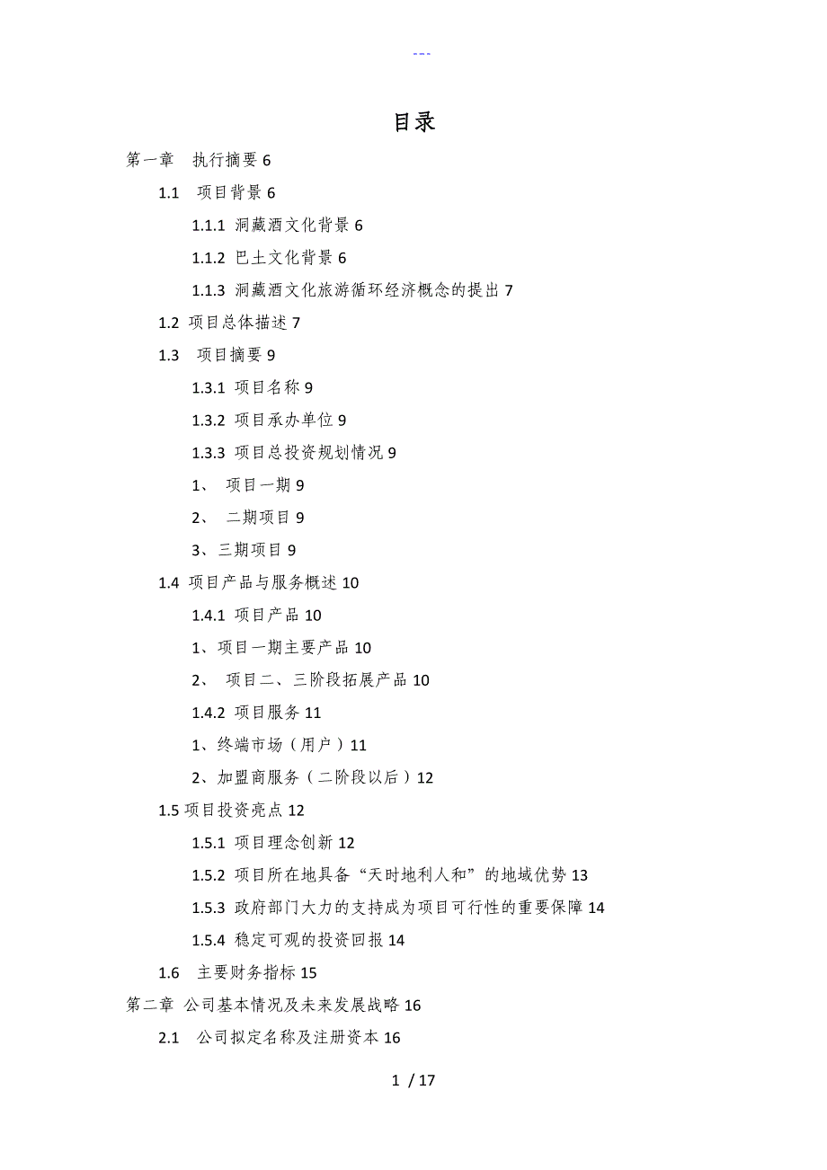 洞藏酒项目商业实施计划书_第1页