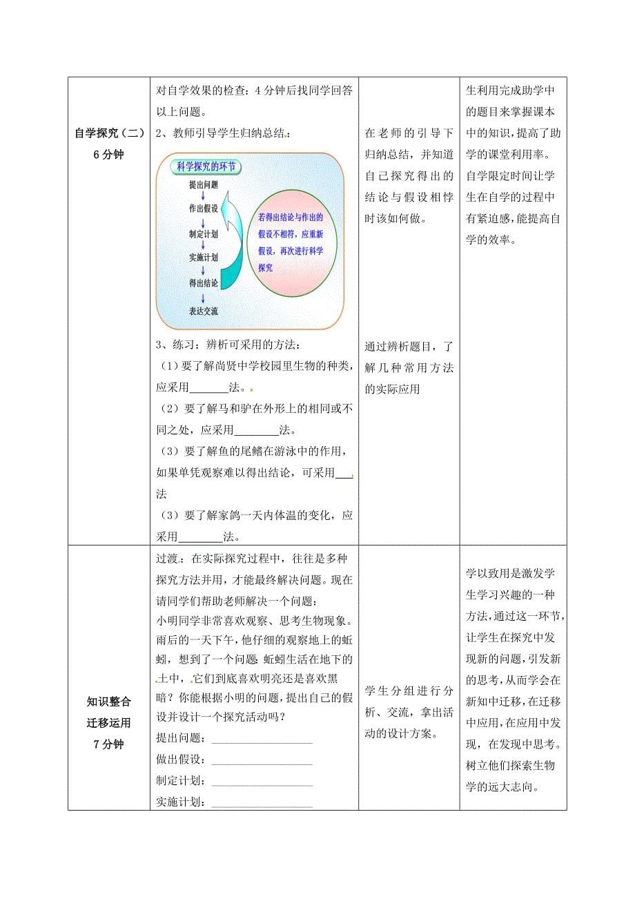 七年级生物上册第1单元第1章第3节生物学的探究方法第一课时教学案无答案新版济南版_第5页