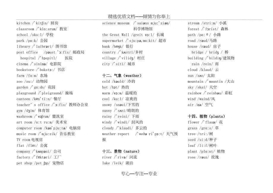 小学英语单词分类表大全A4完美打印版_第5页