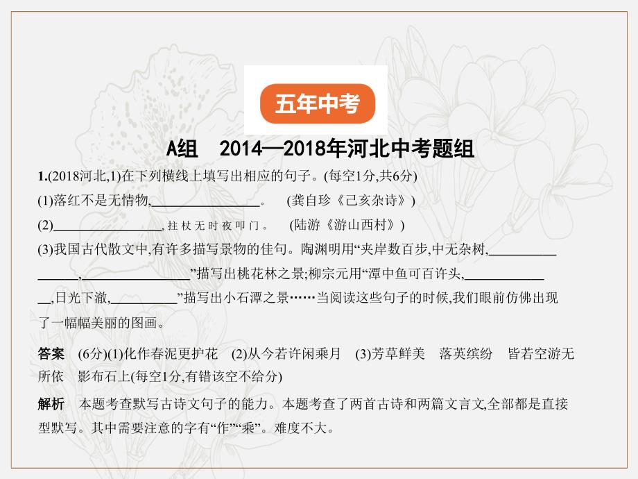 河北专版中考语文总复习第一部分基础知识积累与运用专题四名句名篇的积累与运用试题部分课件2_第2页