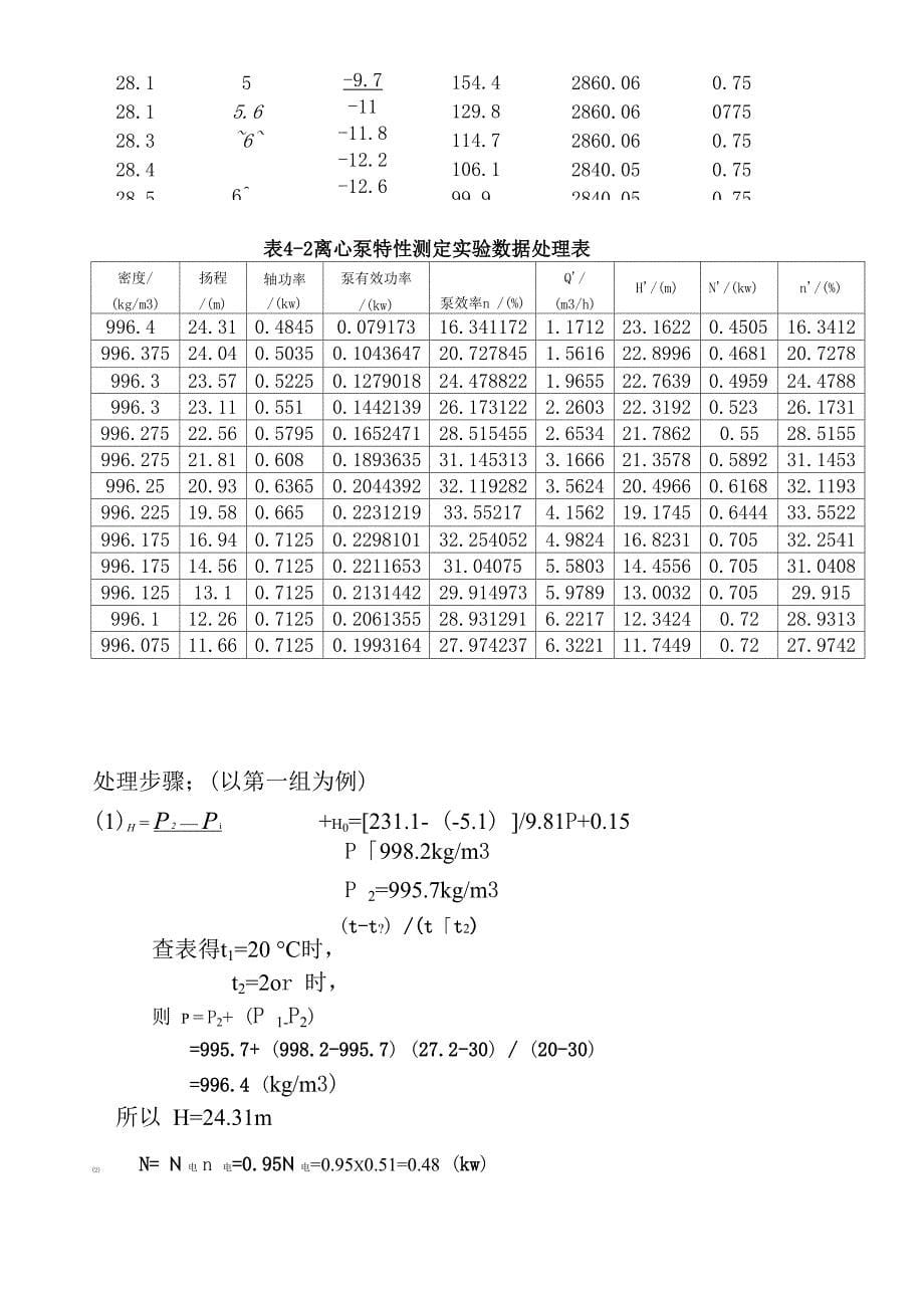 离心泵特性曲线测定实验报告)_第5页