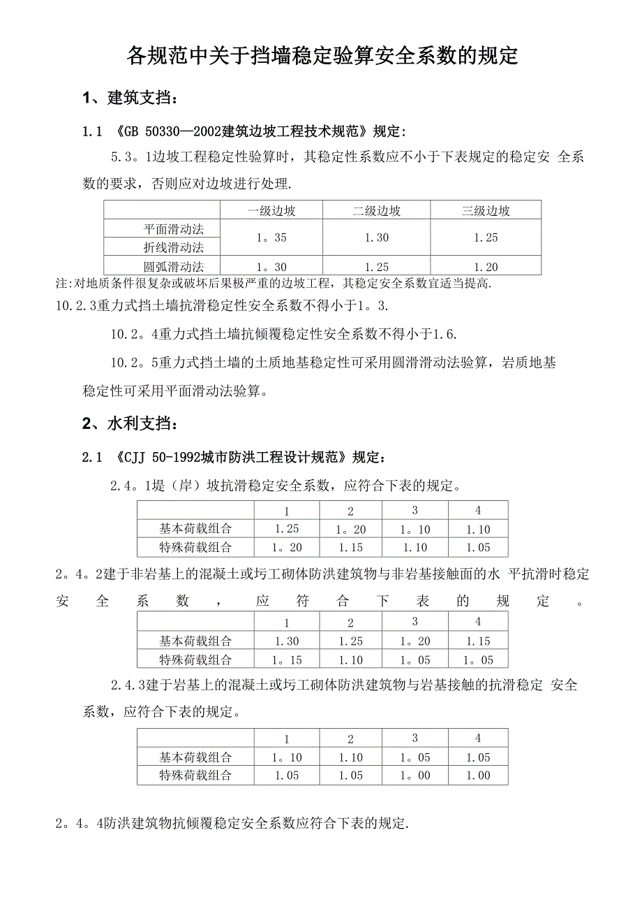 挡土墙验算安全系数取值问题_第1页