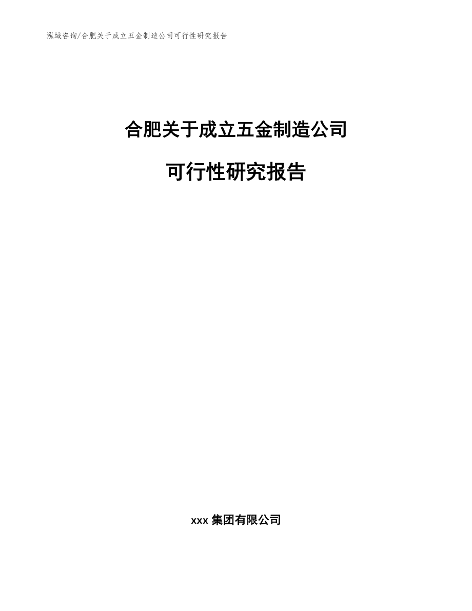 合肥关于成立五金制造公司可行性研究报告【范文参考】_第1页