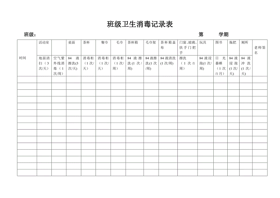 班级卫生消毒记录表_第2页