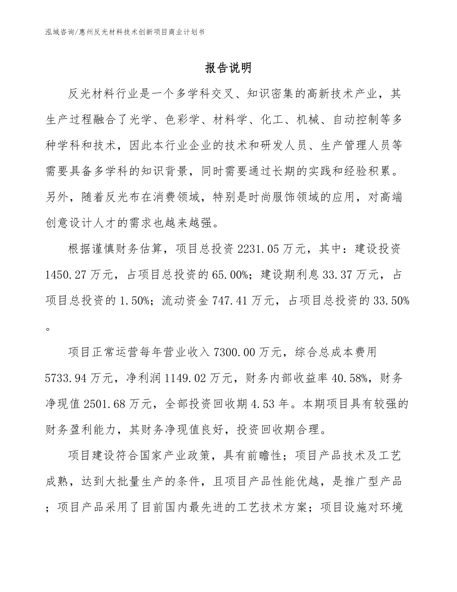 惠州反光材料技术创新项目商业计划书_第2页