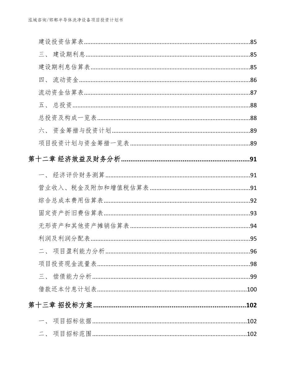 邯郸半导体洗净设备项目投资计划书模板范本_第5页