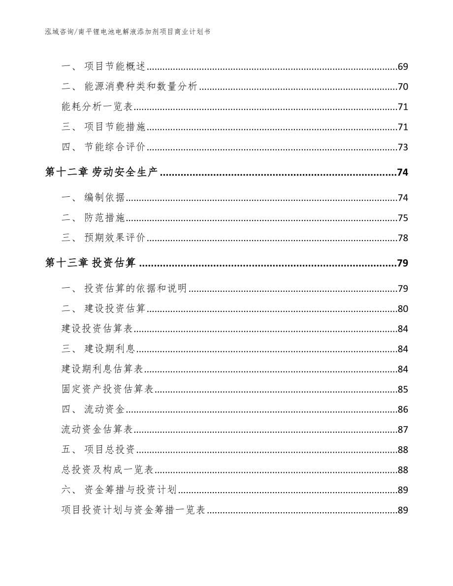 南平锂电池电解液添加剂项目商业计划书【模板范本】_第5页