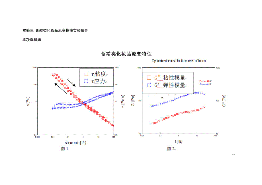 实验三-膏霜类化妆品流变特性实验报告_第1页