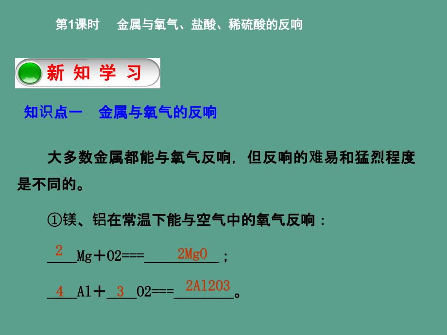 人教版九年级化学下册8.2.1金属与氧气盐酸稀硫酸的反应ppt课件_第4页