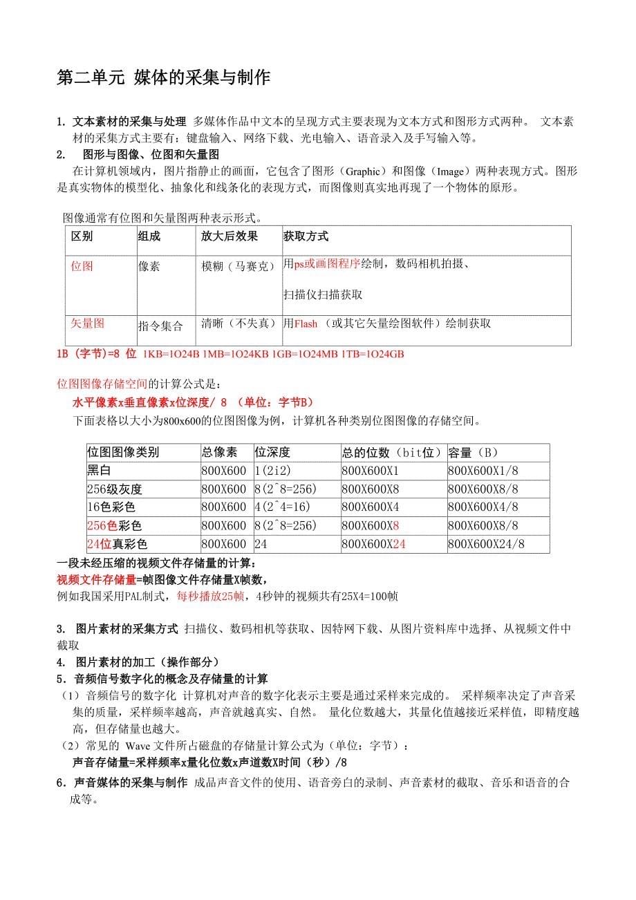 多媒体技术应用基础知识点_第5页