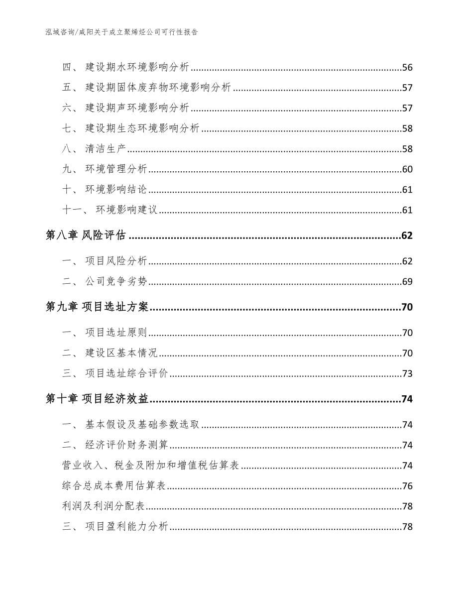 咸阳关于成立聚烯烃公司可行性报告_模板范文_第5页