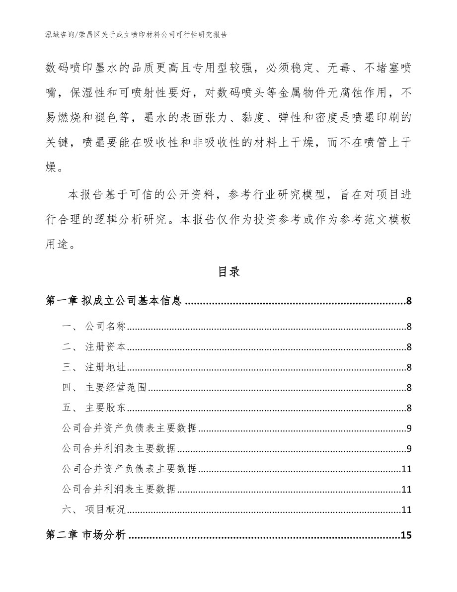 荣昌区关于成立喷印材料公司可行性研究报告_范文参考_第3页