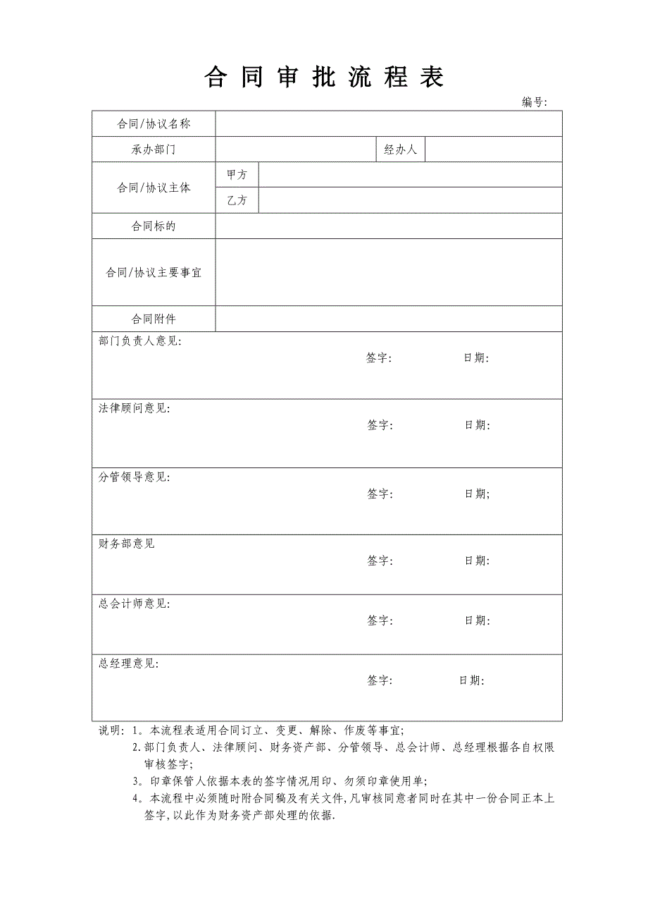 合 同 审 批 流 程 表_第1页