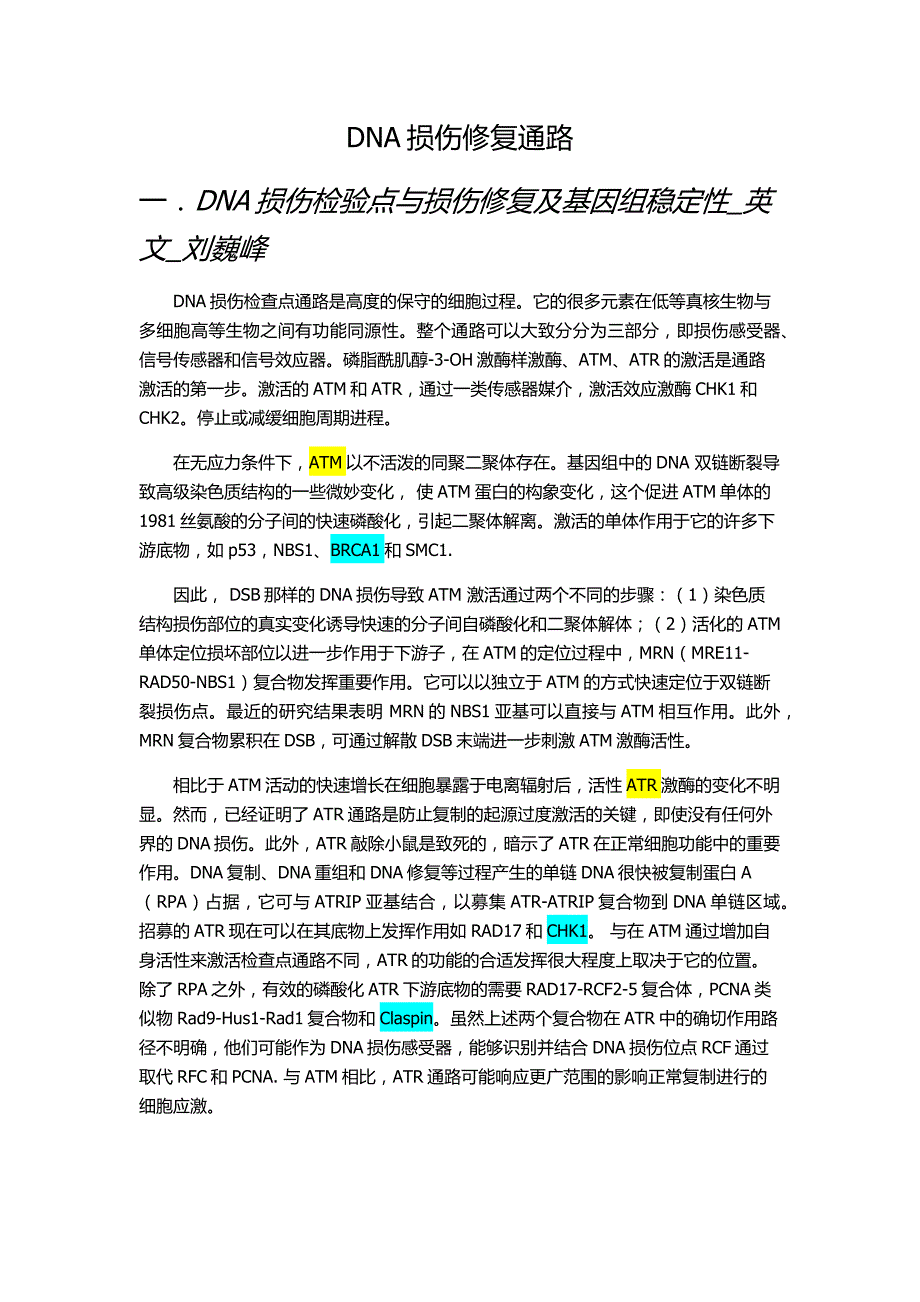 DNA损伤修复通路_第1页