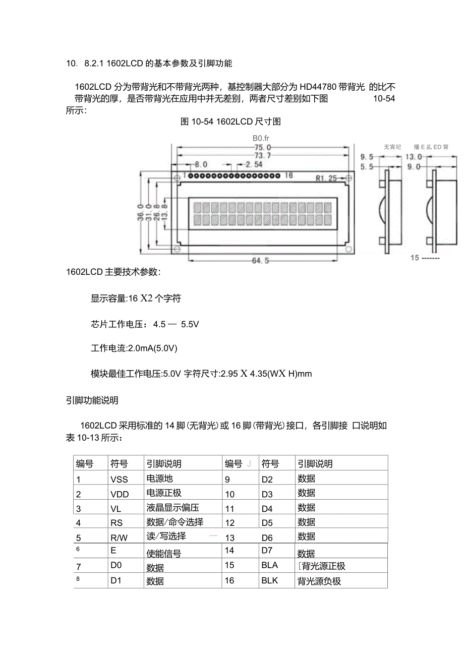1602LCD的基本参数及引脚功能_第1页