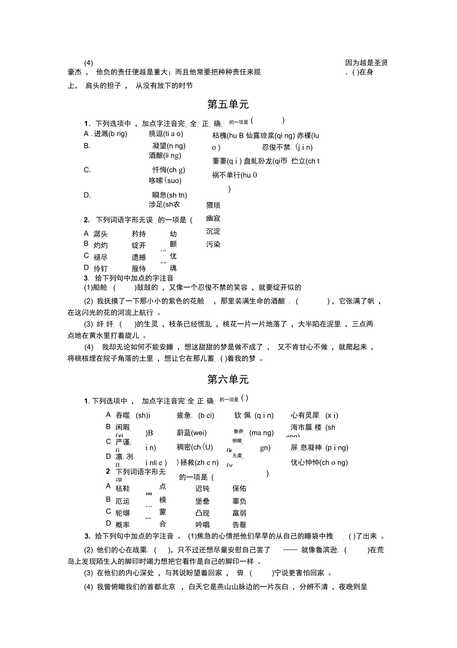 专项复习一语音与汉字_第4页