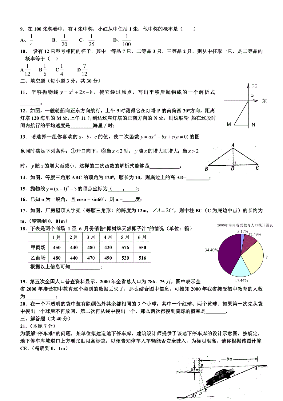 九年级数学上下册期末试卷_第2页