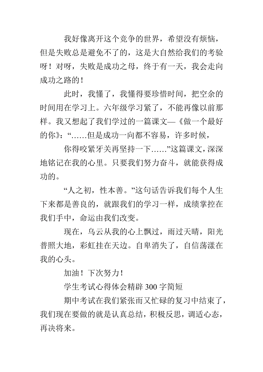 学生考试心得体会精辟300字简短_第3页