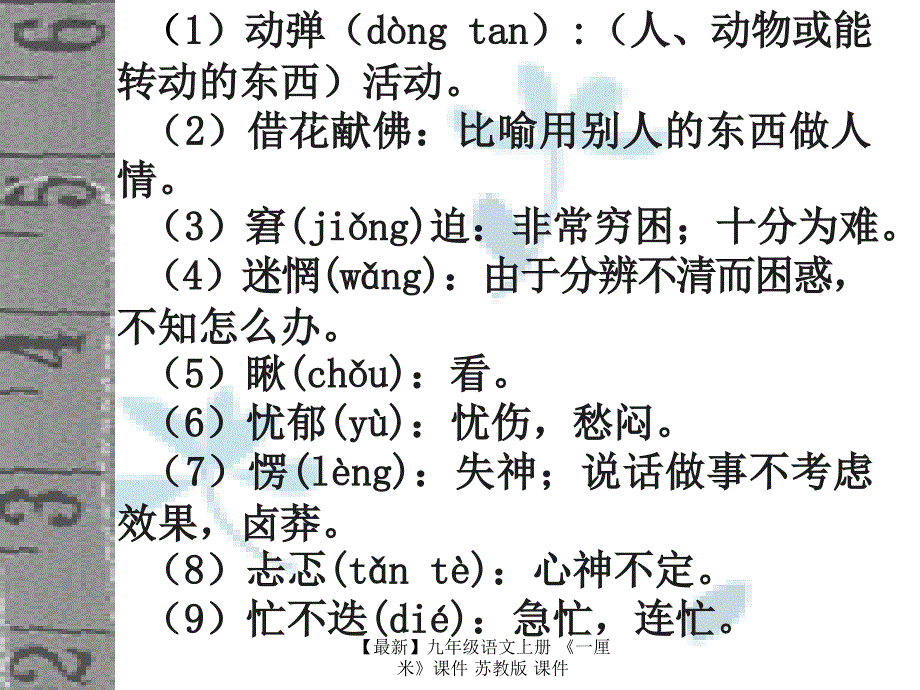 最新九年级语文上册一厘米课件苏教版课件_第4页