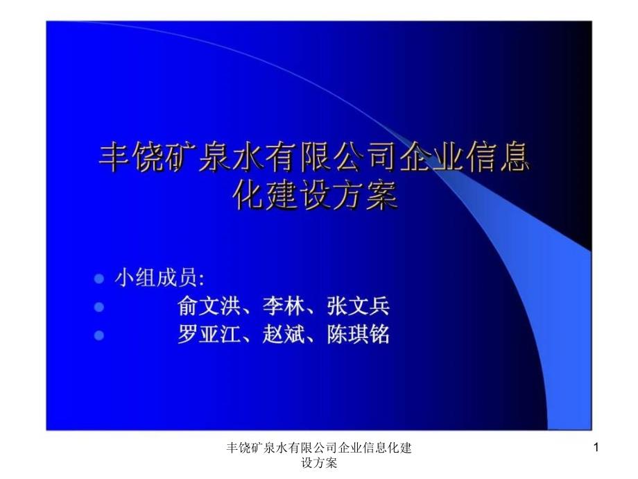 丰饶矿泉水有限公司企业信息化建设方案课件_第1页