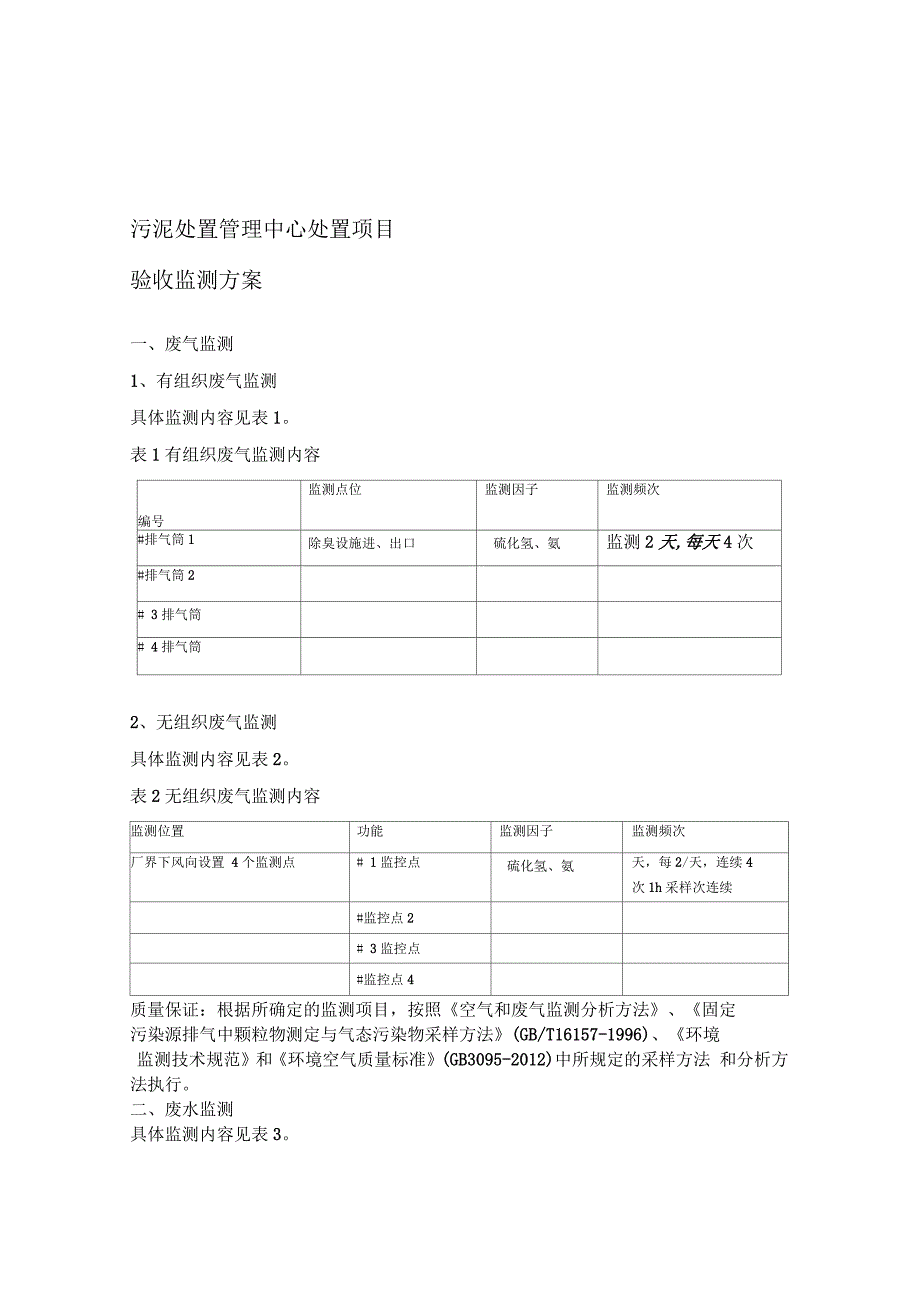 污泥处置管理中心污泥处置项目验收监测方案_第1页