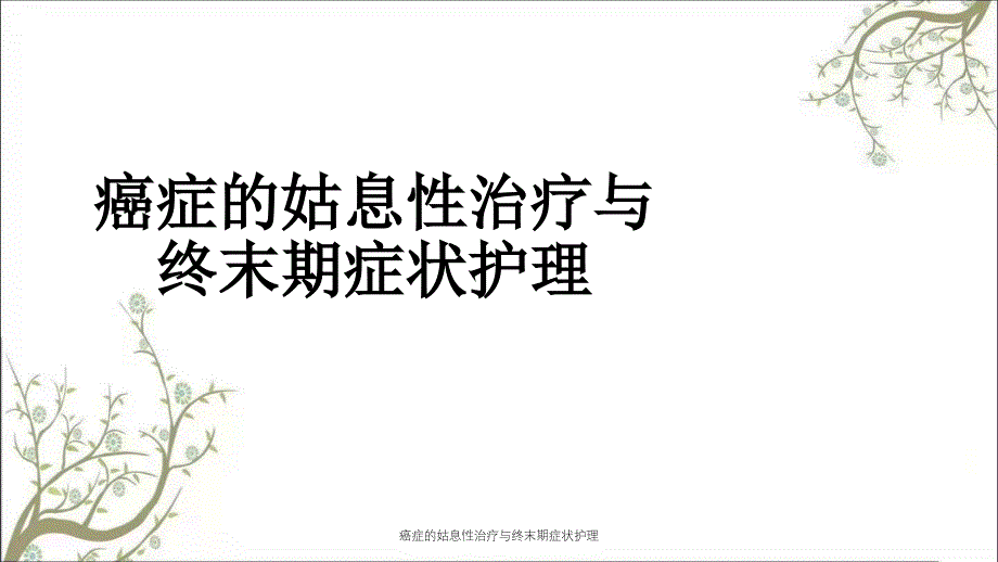 癌症的姑息性治疗与终末期症状护理课件_第1页