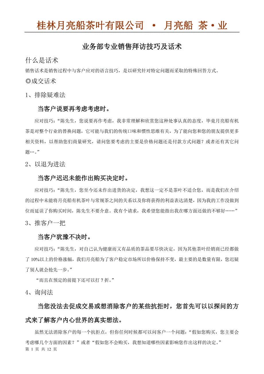 专业销售拜访技巧及话术_第1页