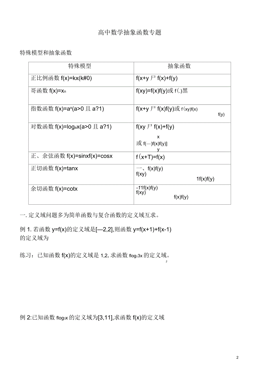 2014年高中数学抽象函数专题习题_第2页