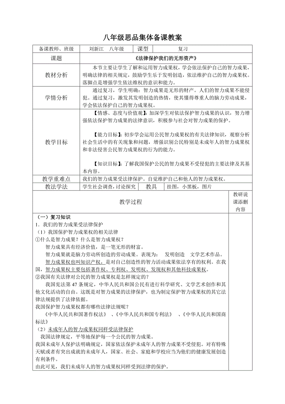 《法律保护我们的无形资产》复习.doc_第1页