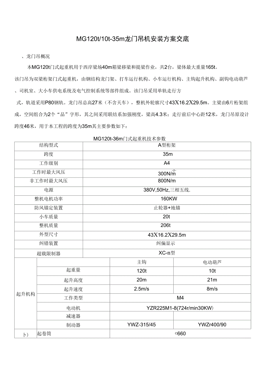 120吨龙门吊安装交底_第1页