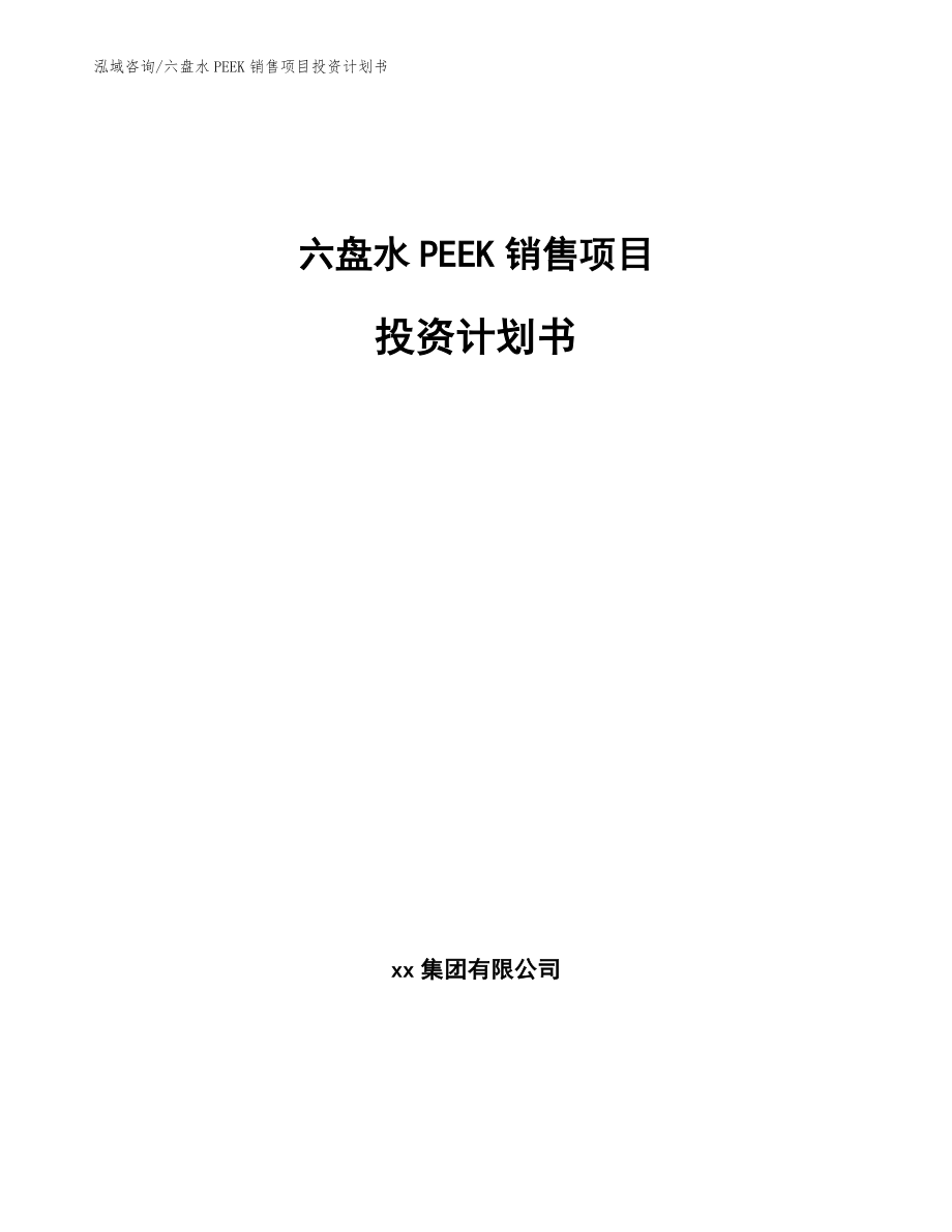 六盘水PEEK销售项目投资计划书（模板）_第1页