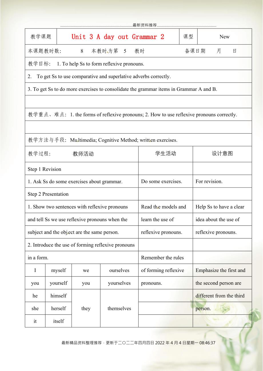 江苏省昆山市锦溪中学八年级英语上册 Unit 3 A day out Grammar 2教案 牛津版_第1页