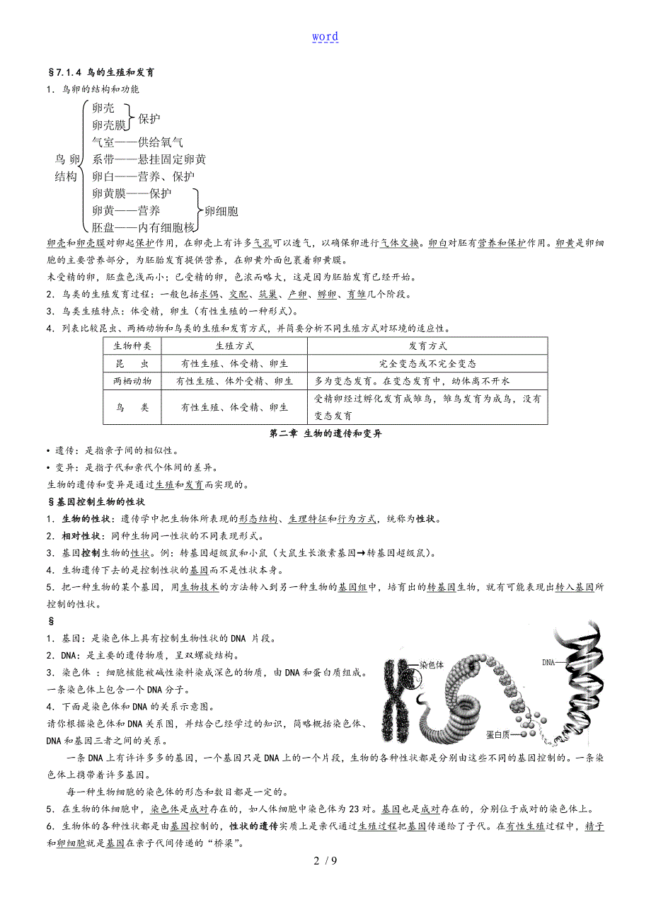 八年级下册生物复习全资料_第2页
