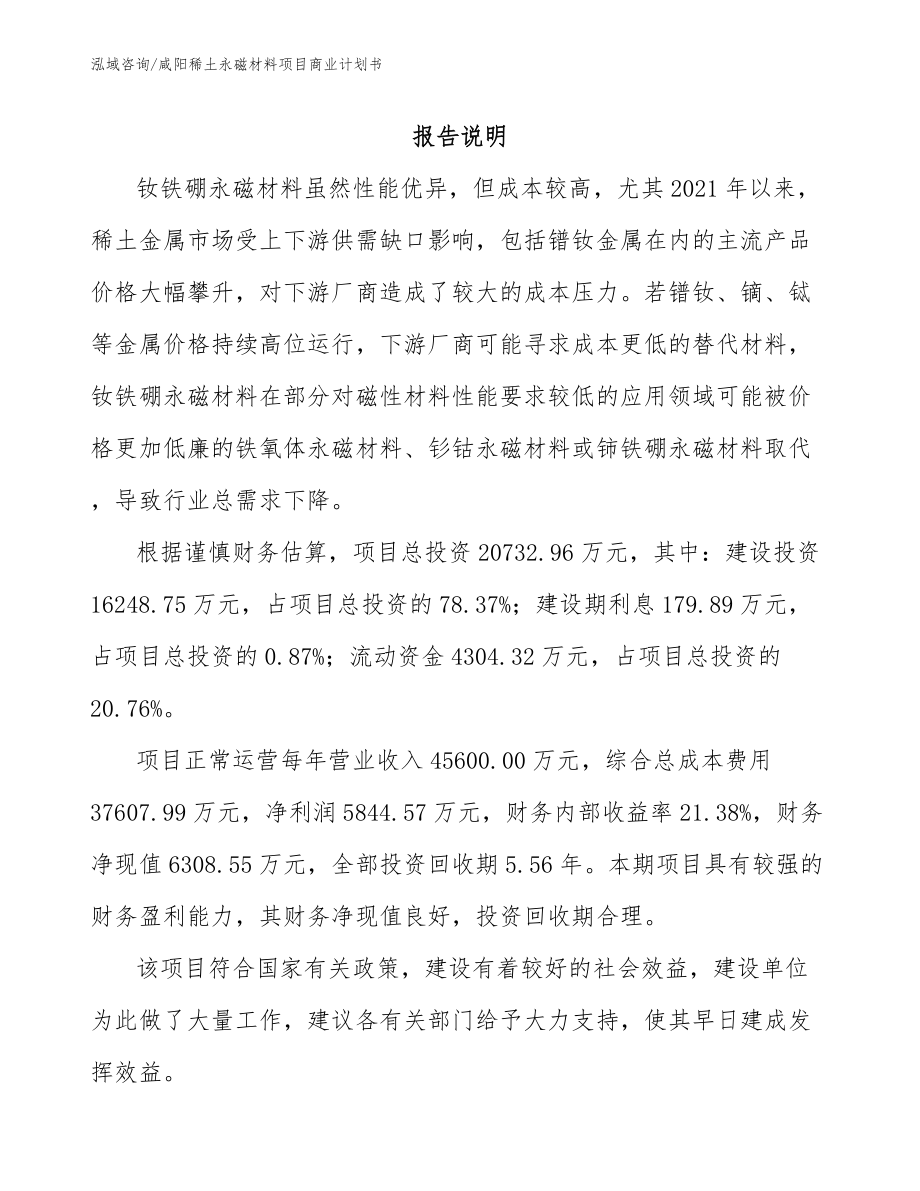 咸阳稀土永磁材料项目商业计划书_第2页