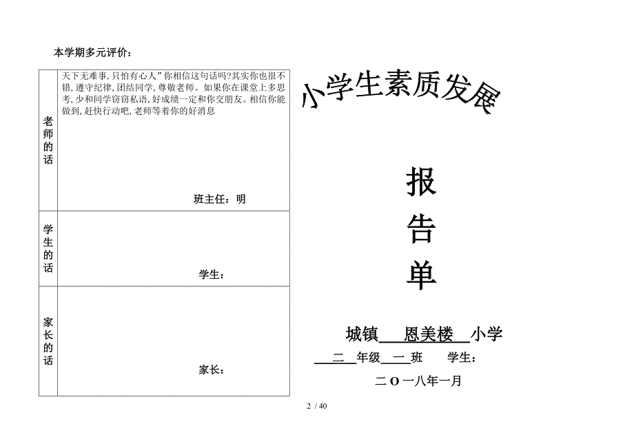 小学学生综合素质评价综合版_第2页