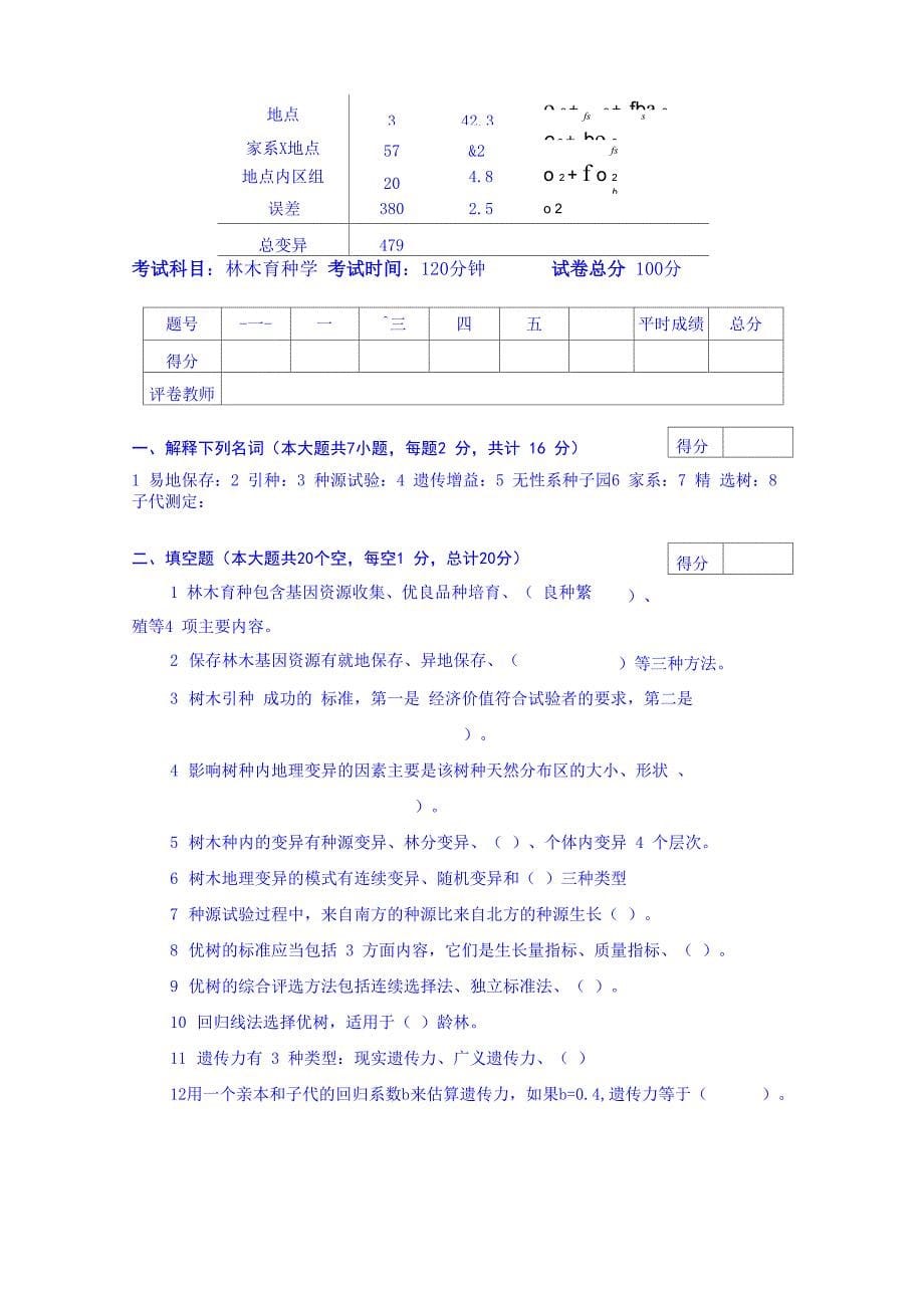 东林林木育种学考试题02_第5页