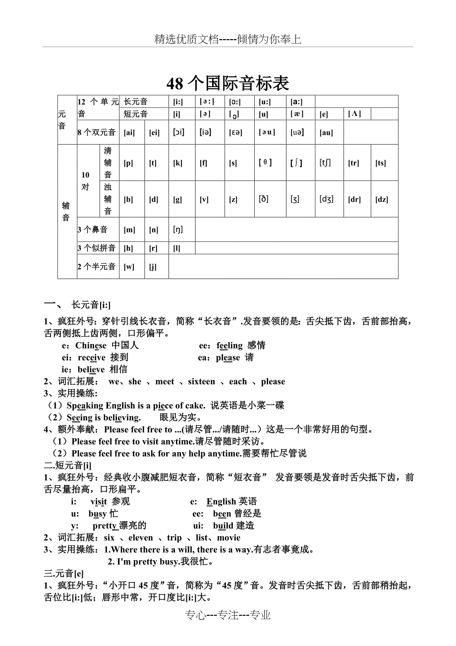 48个国际音标表(打印版)(共10页)_第1页