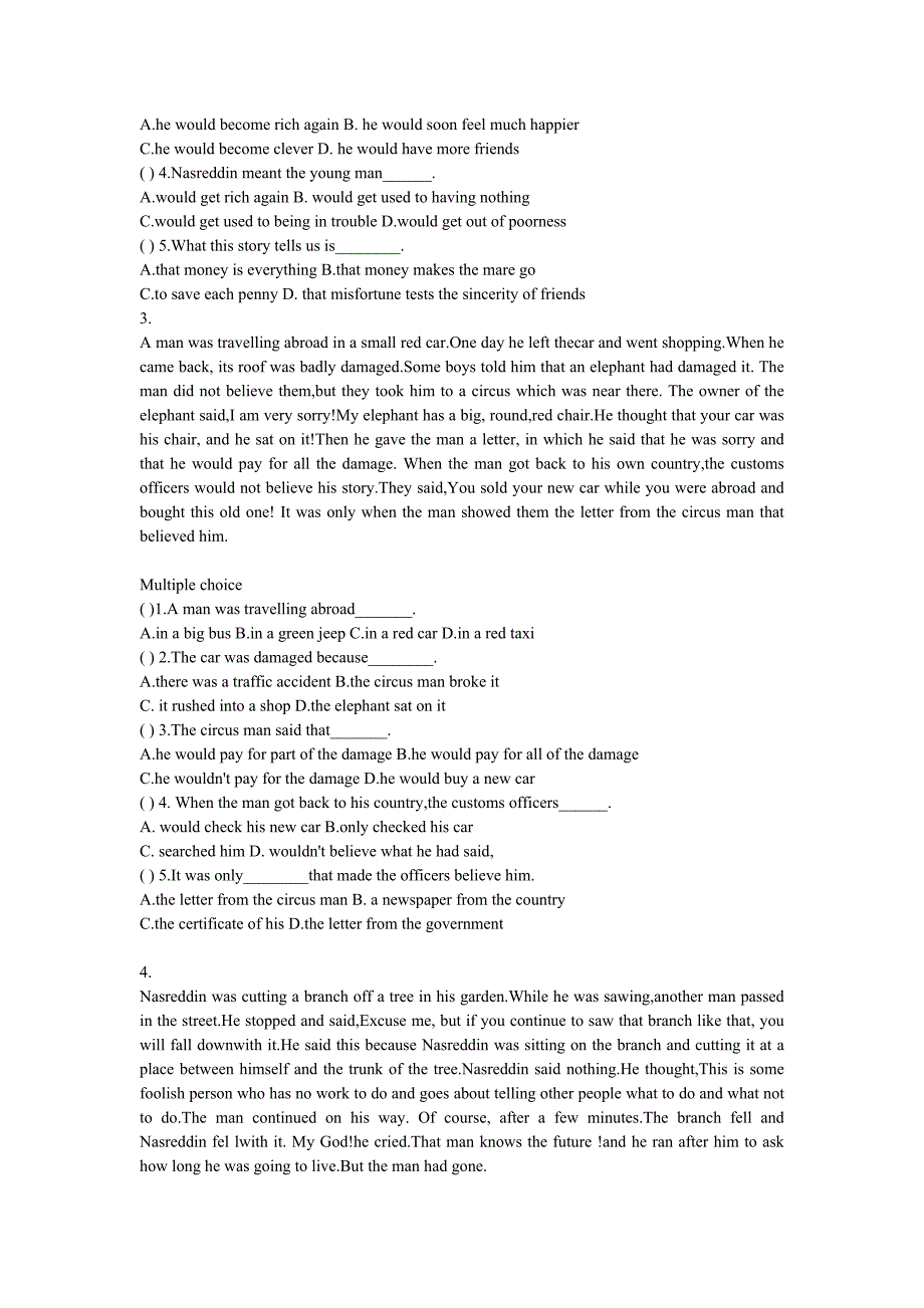 初中英语阅读理解练习题_第2页
