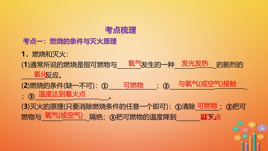 2018年中考化学总复习 第14节 燃烧与灭火 能源（精讲）课件_第1页