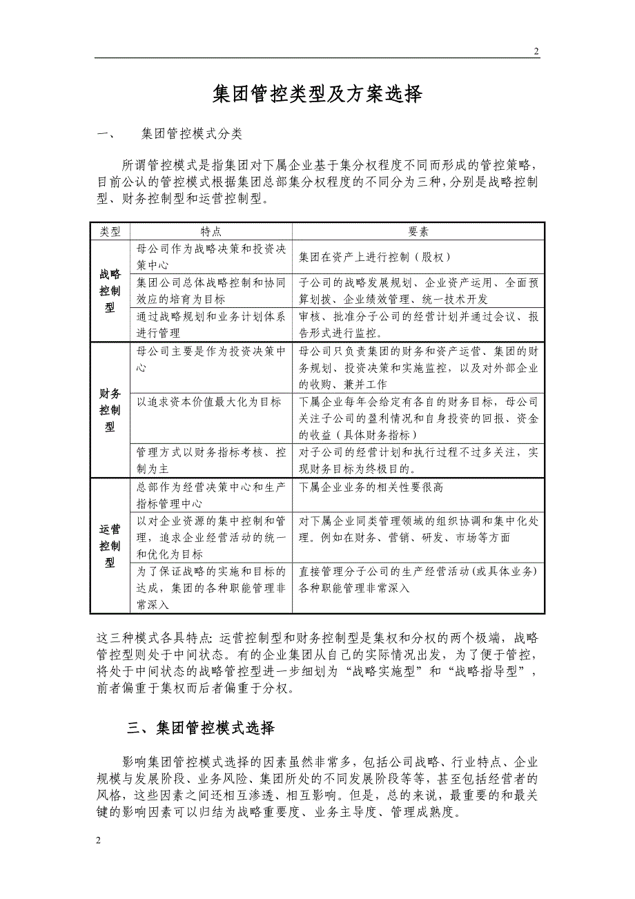 集团管控类型及方案选择_第1页