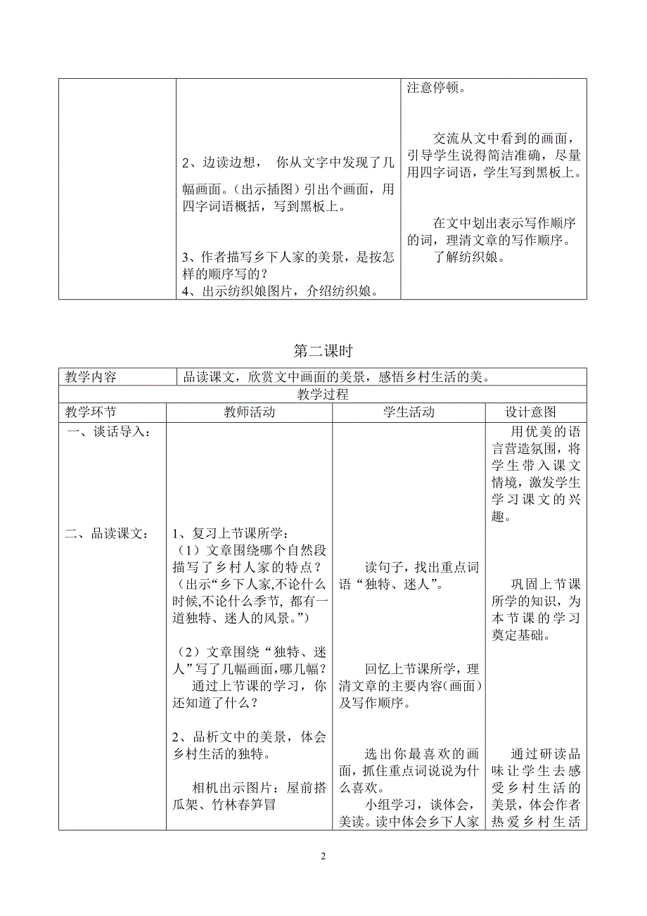 乡下人家教案_第2页