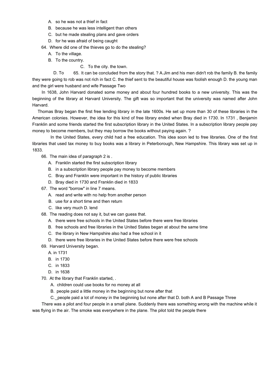 山东大学网络教育专升本入学模拟考试英语试题模拟题及答案_第4页