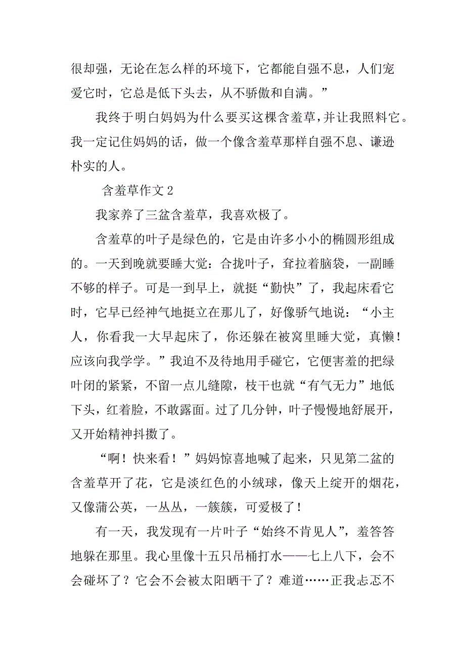 2023年含羞草作文（推荐8篇）_第5页