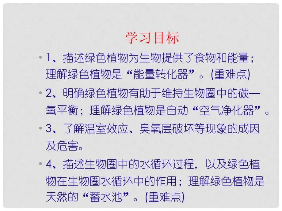 山东省宁津县育新中学七年级生物上册 2.1.5 绿色植物在生物圈中的作用课件 （新版）济南版_第4页