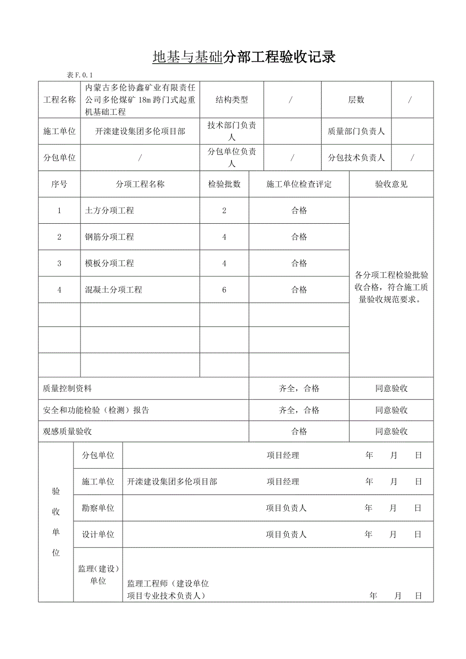 建筑工程分部工程验收记录已填写实例_第3页