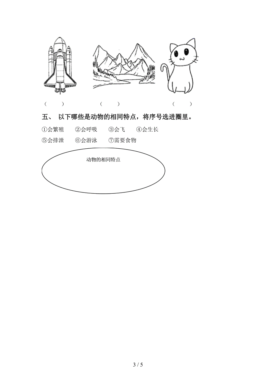 2023年教科版一年级科学下册期中测试卷及答案【汇总】.doc_第3页